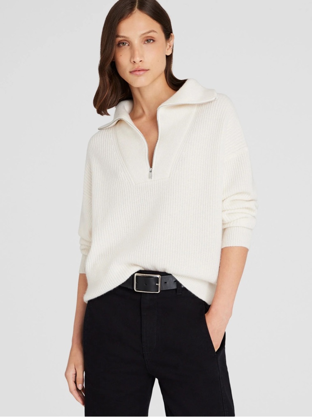 CLUB MONACO CASHMERE QUARTER ZIP SWEATER
